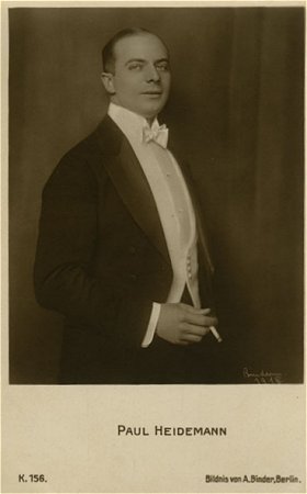 Paul Heidemann vor 1929; Urheber: Alexander Binder (1888 – 1929); Quelle: www.virtual-history.com; Photochemie-Karte Nr. K 156; Lizenz: gemeinfrei