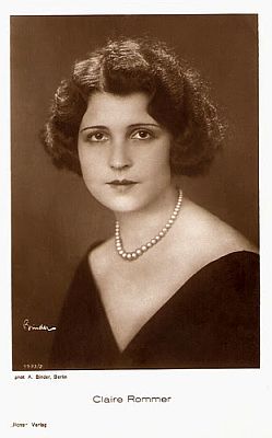 Claire Rommer vor 1929; Urheber: Alexander Binder (18881929); Quelle: filmstarpostcards.blogspot.com; Ross-Karte Nr. 1933/2; Lizenz: gemeinfrei