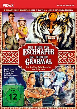 "Der Tiger von Eschnapur" / "Das indische Grabmal": Abbildung DVD-Cover mit freundlicher Genehmigung von Pidax-Film, welche das 2-teilige Abenteuer Anfang September 2020 auf DVD herausbrachte.