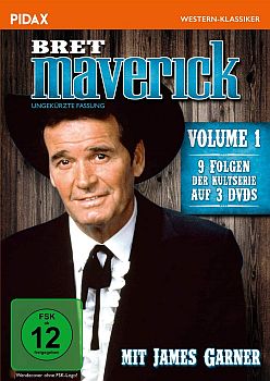 "Bret Maverick": Abbildung DVD-Cover (Vol. 1) mit freundlicher Genehmigung von Pidax-Film, welche die Westernserie Ende Juli 2020 auf  DVD herausbrachte