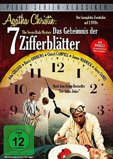 "Das Geheimnis der sieben Zifferbltter" (1981, "Seven Dials Mystery"): Abbildung DVD-Cover mit freundlicher Genehmigung von Pidax-Film, welche den Krimi Anfang Dezember 2014 auf DVD herausbrachte.