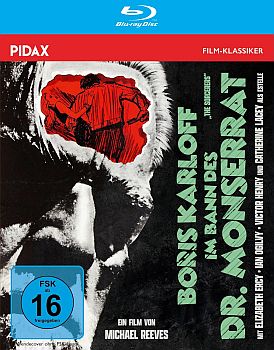 "Im Banne des Dr. Monserrat": Abbildung DVD-Cover mit freundlicher Genehmigung von Pidax Film, welche den Science-Fiction-Gruselfilm am 9. Oktober 2025 auf DVD herausbrachte.