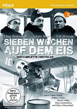 DVD-Cover zu "Nobile – Sieben Wochen auf dem Eis", dem Zweiteiler über die Nordpol-Expedition von General Umberto Nobile im Mai 1928; mit freundlicher Genehmigung von Pidax-Film, welche die Produktion am 20. Januar 2017 auf DVD herausbrachte.
