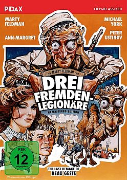 "Drei Fremdenlegionäre": Abbildung DVD-Cover mit freundlicher Genehmigung von Pidax-Film, welche die Militärkomödie am 08.04.2022 als Remastered Edition auf DVD herausbrachte.