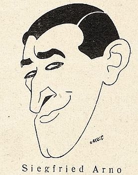 Portrait des Siegfried Arno von Hans Rewald (1886 – 1944), veröffentlicht in "Jugend" – Münchner illustrierte Wochenschrift für Kunst und Leben (Ausgabe Nr. 20/1929, Datum Mai 1929); Quelle: Wikimedia Commons von "Heidelberger historische Bestäde" (digital); Lizenz: gemeinfrei