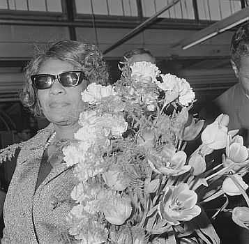 Ella Fitzgerald am 2. April 1965 bei Ankunft auf dem Flughafen Amsterdam Schiphol; Rechteinhaber: Nationaal Archief&nbsp;(Den Haag, Rijksfotoarchief; Bestandsnummer: 917-6033); Urheber/Fotograf: Joost Evers / Anefo; Quelle: Wikimedia Commons; Lizenz: CC0 1.0 (Verzicht auf das Copyright)