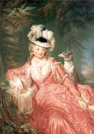 Portrait der Wilhelmine Encke, seit 1794 Gräfin Wilhelmine von Lichtenau; gemalt (Öl auf Leinwand) von Anna Dorothea Therbusch (1721 – 1782); derzeitiger Standort: Neue Palais, Potsdam; Quelle: Wikipedia bzw. Wikimedia Commons