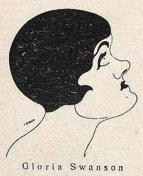 Portrait der Glorai Swanson von Hans Rewald (1886  1944), veröffentlicht in "Jugend"  Münchner illustrierte Wochenschrift für Kunst und Leben (Ausgabe Nr. 20/1929 (Mai 1929)); Quelle: Wikimedia Commons von "Heidelberger historische Bestände" (digital); Lizenz: gemeinfrei