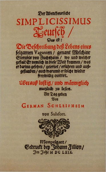 Titelblatt der Erstausgabe von Grimmelshausens Hauptwerk