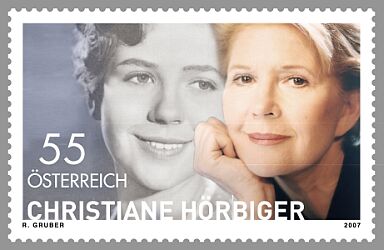 Sonderpostmarke "Christiane Hörbiger" der Österreichischen Post AG; Erscheinungsdatum: 13.10 2007;  Entwurf: Renate�Gruber; Abbildung mit freundlicher Genehmigung der Österreichischen Post�AG