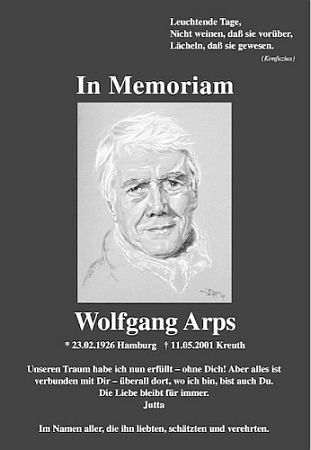 Traueranzeige Wolfgang Arps
