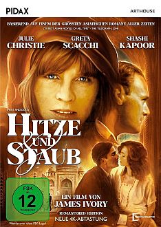 "Hitze und Staub" (1983, "Heat and Dust"): Regie: James Ivory; Abbildung DVD-Cover mit freundlicher Genehmigung von Pidax-Film, welche das Indien-Epos Mitte Juli 2023 auf DVD herausbrachte.