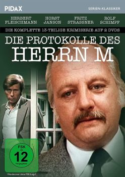 "Die Protokolle des HerrnM!: Abbildung DVD-Cover mit freundlicherGenehmigung von "Pidax Film", welche die Krimiserie Ende Februar 2023 auf DVD herausbrachte.