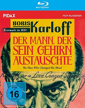 "Der Mann, der sein Gehirn austauschte": Abbildung DVD-Cover mit freundlicher Genehmigung von Pidax Film, welche den Horror-Streifen Mitte August 2025  auf DVD herausbrachte.