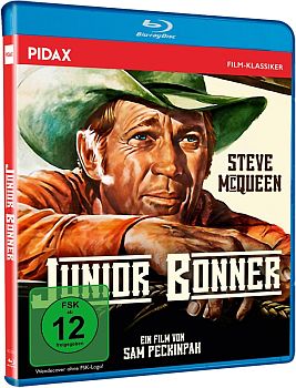 "Junior Bonner": Abbildung DVD-Cover mit freundlicher Genehmigung von Pidax-Film, welche die Produktion am 21. Mrz 2024 auf DVD herausbrachte.