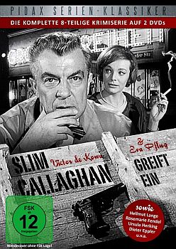 "Slim Callaghan greift ein": Abbildung DVD-Cover mit freundlicher Genehmigung von Pidax Film, welche die Serie Mitte Dezember 2013 auf DVD herausbrachte.