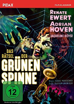 "Das Rätsel der grünen Spinne": Abbildung DVD-Cover mit freundlicher Genehmigung von "Pidax Film", welche den Krimi Anfang März 2017 auf DVD herausbrachte