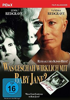 "Was geschah wirklich mit Baby Jane?": Abbildung DVD-Cover mit freundlicher Genehmigung von Pidax-Film, welche den Psychothriller im Mai 2021 auf DVD herausbrachte.