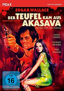 "Der Teufel kam aus Akasava": Abbildung DVD-Cover mit freundlicher Genehmigungvon Pidax-Film, welche den Krimi am 16.10.2020 als Remastered Edition auf DVD herausbrachte.