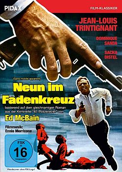 "Neun im Fadenkreuz": Abbildung DVD-Cover mit freundlicher Genehmigung von Pidax Film, welche den Thriller im Oktober 2023 auf DVD herausbrachte &nbsp;