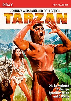 "Tarzan"-Collection mit Johnny Weissmller als "Tarzan": Abbildung DVD-Cover mit freundlicher Genehmigung von "Pidax Film", welche die Sammlung am 8. November 2019 auf DVD herausbrachte 