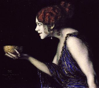 Tilla Durieux als "Circe" auf einem Gemlde von Franz von Stuck (18631928), (l und Holz); Sammlung: "Alte Nationalgalerie" der "Staatlichen Museen zu Berlin"; Lizenz: Gemeinfreiheit