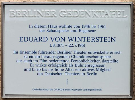 Gedenktafel fr Eduard von Winterstein am Haus Hafersteig 38 (Berlin-Biesdorf); Quelle:Wikimedia Commons; Lizenz CC-BY-3.0; Urheber des Fotos: Wikimedia-User OTFW, Berlin