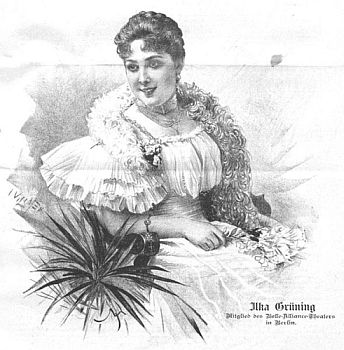 Ilka Grning in der Wiener Zeitschrift "Der Humorist" (1. Mrz 1898, 18.Jahrgang, Nr.7); Quelle: Wikimedia Commons; Urheber: Jan Vilmek (18601938); digitalisiert von der sterreichischen Nationalbibliothek; Lizenz: gemeinfrei