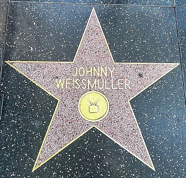 "Stern" für Johnny Weissmuller auf dem "Hollywood Walk of Fame"; Quelle: Wikimedia Commons; Urheber: Benot Prieur; Lizenz: CC0 1.0 Deed (Verzicht auf das Copyright)
