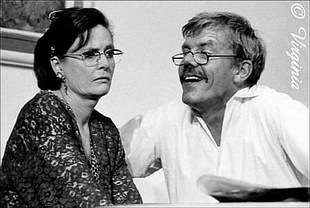 Cordula Trantow und Peter Striebeck 1990 in dem Stück "Die Zimmerschlacht" von Martin Walser; Copyright Virginia Shue
